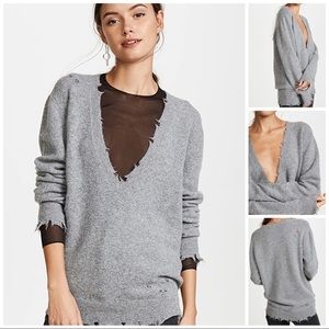 IRO. Jeans Brody Shredded V Neck Sweater